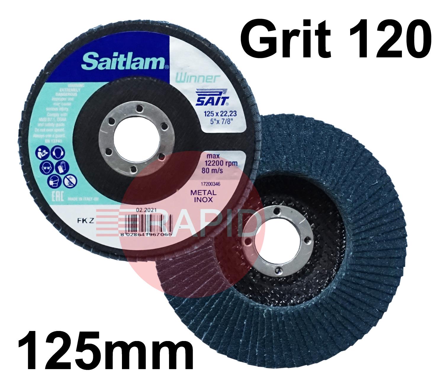 096704  SAITLAM-FK Z Winner 125mm (5) Zirconium Flap Disc - Grit 120