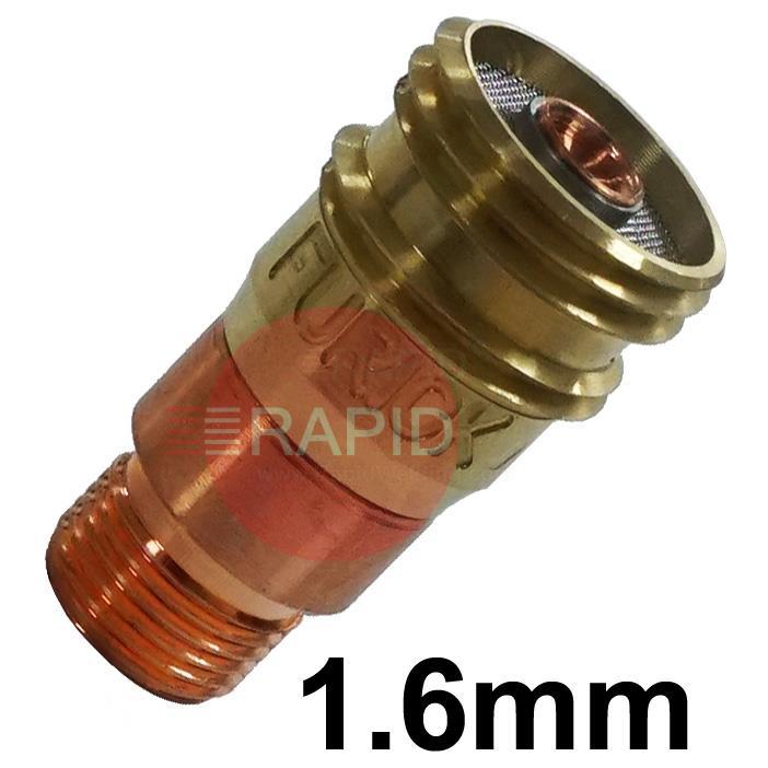 11617GL  Furick 1.6mm Stubby Gas Lens Collet Body - Tig Torch Sizes 17, 18 and 26