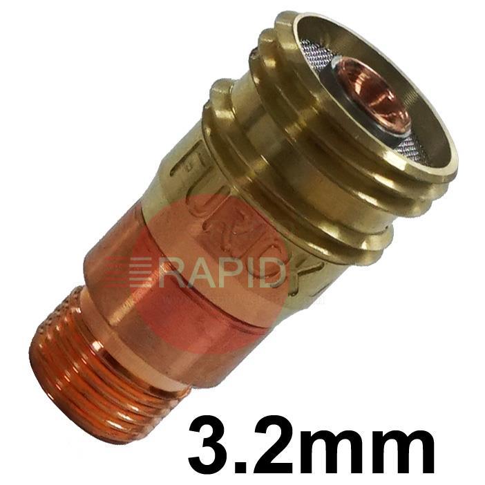 12517GL  Furick 3.2mm Stubby Gas Lens Collet Body - Tig Torch Sizes 17, 18 and 26