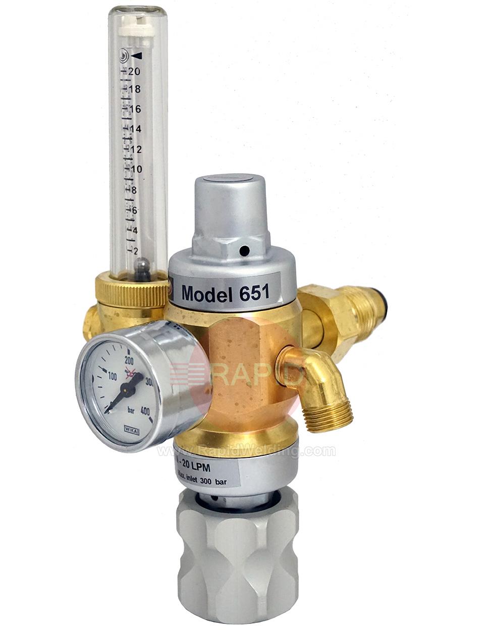 3100723  Harris Gas Saving Regulator - Model 651 20lpm, Adjustable, G5/8 Side Entry