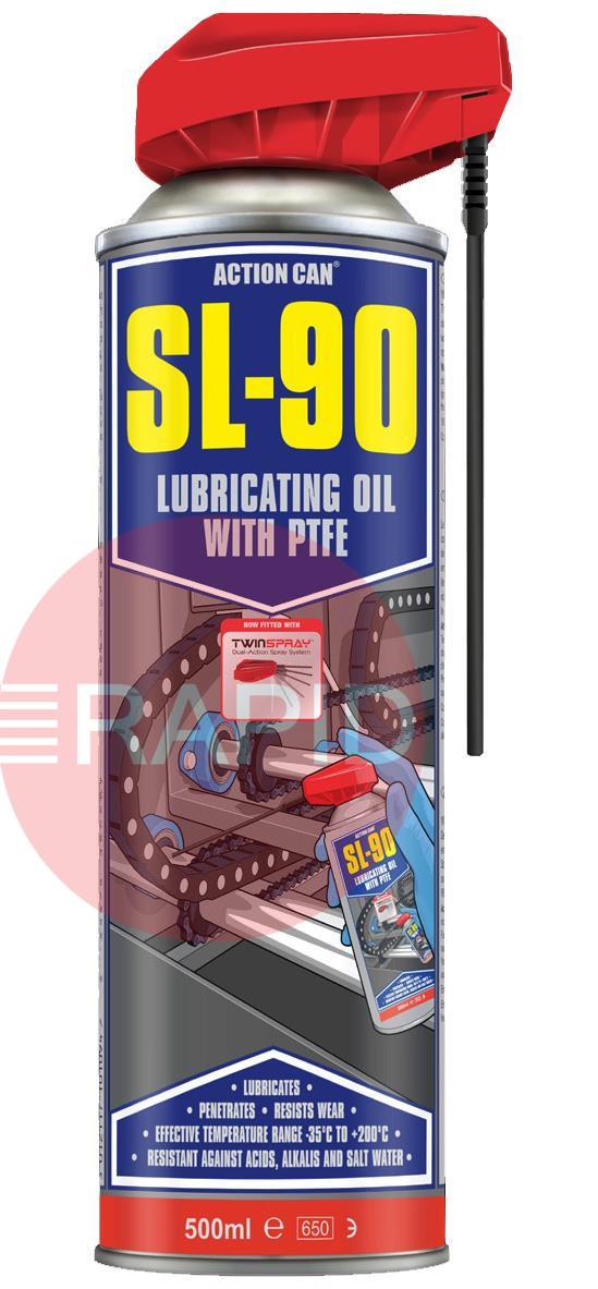 33321  Action Can SL-90 Twin Spray Lubricating Oil with PTFE, 500ml