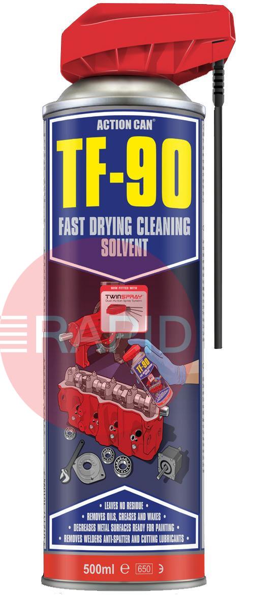 33322  Action Can TF-90 Twin Spray Fast Drying Cleaning Solvent, 500ml