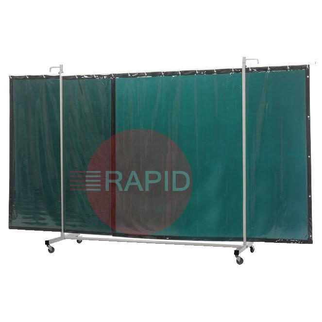 36.31.16  CEPRO Robusto Triptych Welding Screen with Green-6 Curtain - 3.6m Wide x 2.2m High, Approved EN 25980