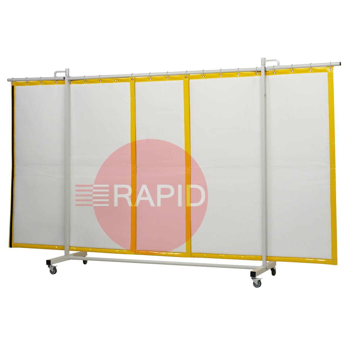 36.31.45  CEPRO Robusto Triptych Welding Screen with Sonic Sound Absorbing Curtain - 3.6m Wide x 2.1m High, RW=14 dB
