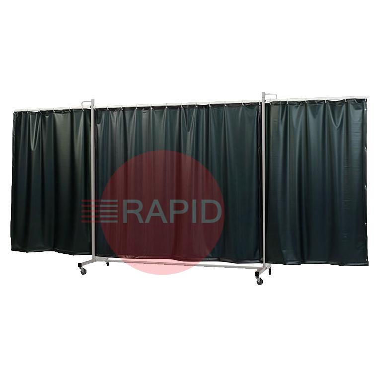 36.31.69  CEPRO Robusto XL Triptych Welding Screen with Green-9 Curtain - 4.4m Wide x 2.1m High, Approved EN 25980