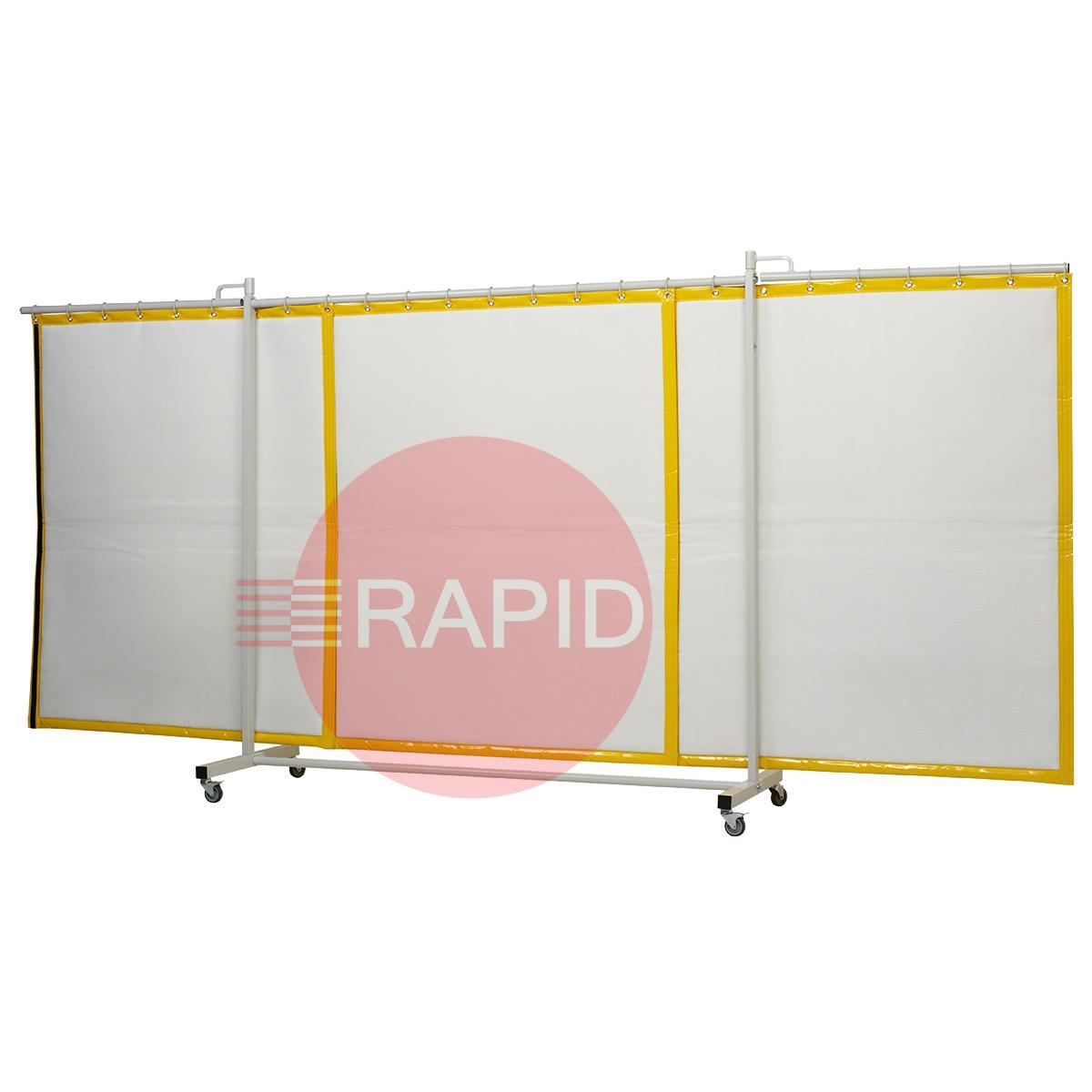 36.31.95  CEPRO Robusto XL Triptych Welding Screen with Sonic Sound Absorbing Curtain - 4.4m Wide x 2.1m High, RW=14 dB