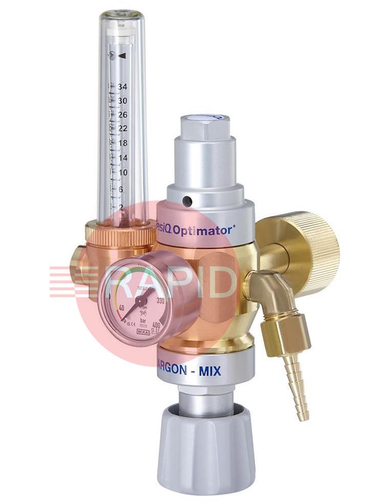 37374000  GasiQ Optimator 300 Bar Argon / Argon Mix Gas Saver Side Entry Regulator. 34Lpm. NEVOC Cylinder Connection. G3/8 Outlets.