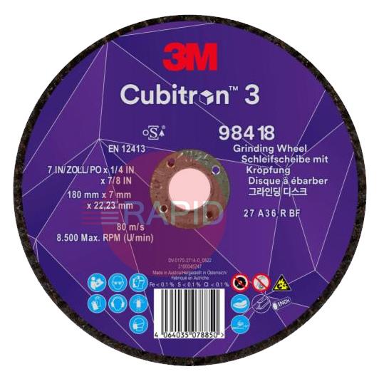 3M-98418  3M Cubitron 3 180mm (7) Grinding Wheel