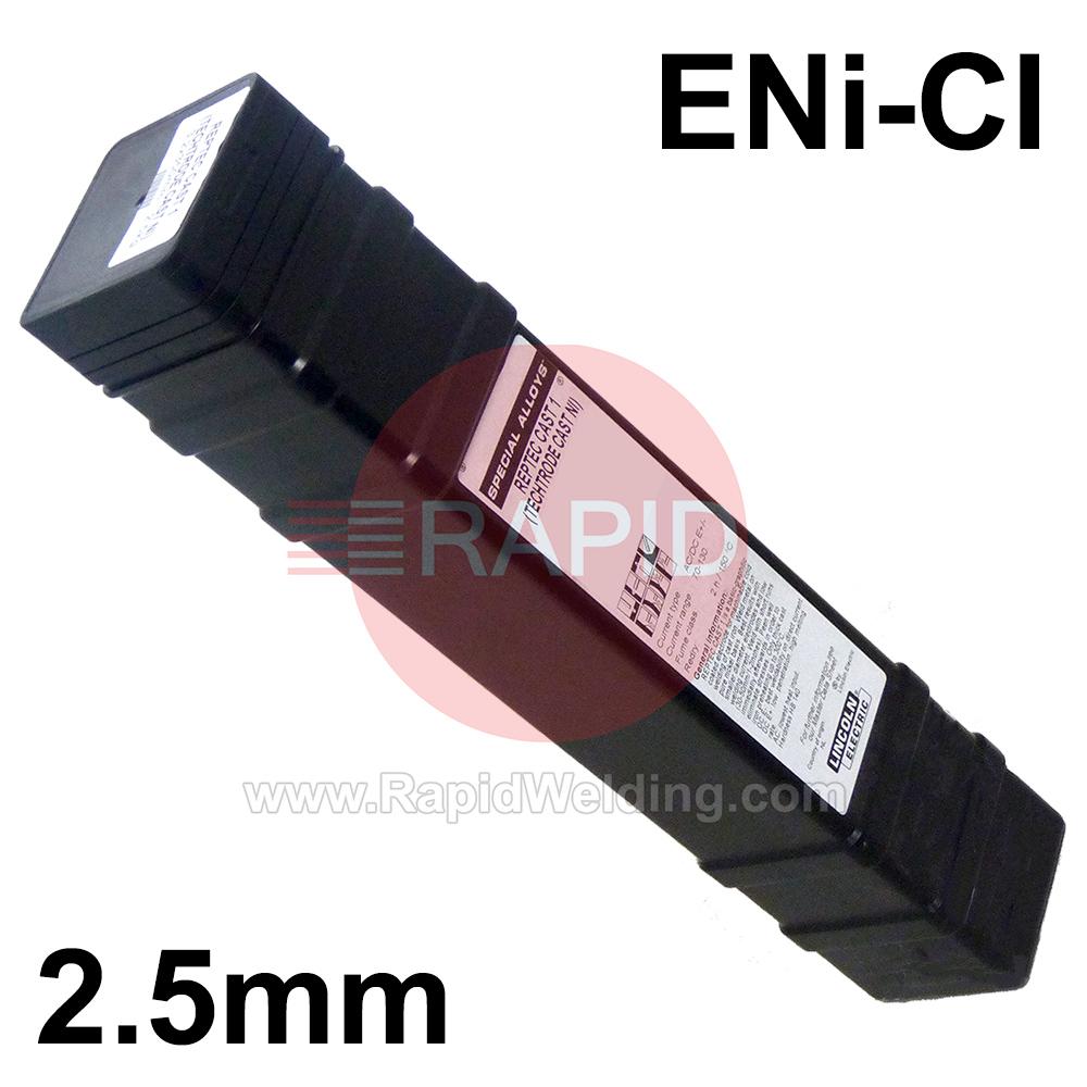 400885  Lincoln RepTec Cast 1 Repair Electrodes 2.5mm Diameter x 300mm Long. 3.4kg Pack (200 Rods). ENi-CI