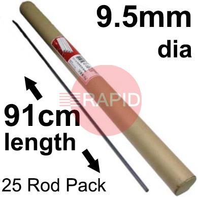 43-049-009  Arcair SLICE 9.5mm Diameter x 91cm Long, Uncoated Electrodes (3/8 x 36) Box of 25