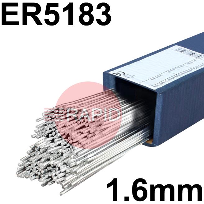 50775  Bohler Union 5183 AlMg 4.5Mn Aluminium Tig Wire, 1.6mm Diameter x 1000mm Cut Lengths - AWS A5.10 ER5183. 5.0kg Pack