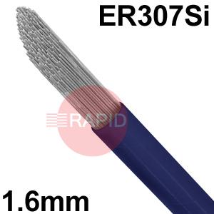 6011100113  Stainless Steel TIG Wire, 1.6mm Diameter x 1000mm Cut Lengths - AWS A5.9 ER 307Si, 5Kg Pack