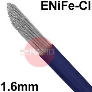 6011100614  Nickel Alloy FN 55 TIG Wire, 1.6mm Diameter x 1000mm Cut Lengths - AWS A5.15 E NiFe-CI, 5Kg Pack