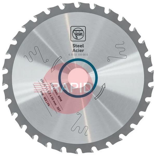 63502305000  FEIN 150mm Saw Blade for Mild Steel w/ 30 Teeth - 1.2mm Thick