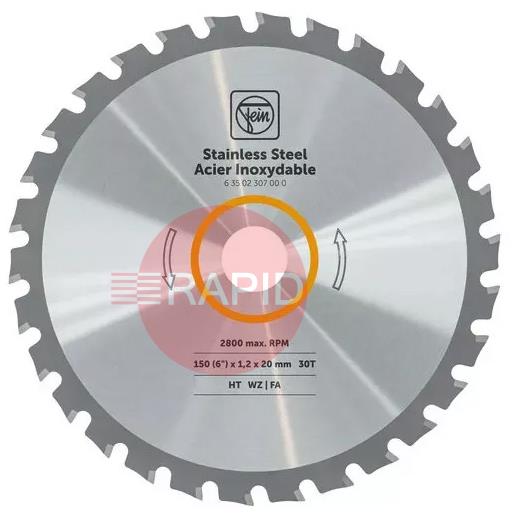 63502307000  FEIN 150mm Saw Blade for Stainless Steel w/ 30 Teeth - 1.2mm Thick