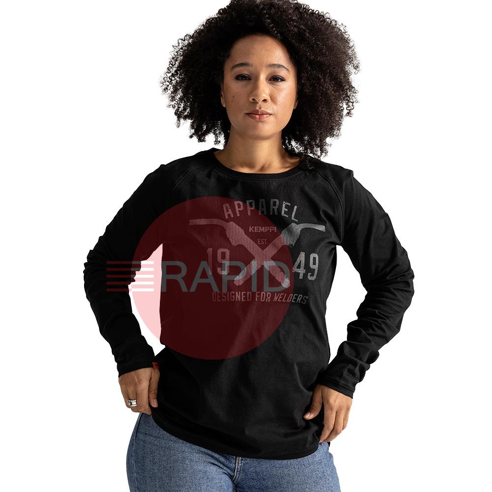 681270010FD  Kemppi Wear 0022 Black Women Long Sleeve T-Shirt - Small