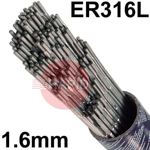 69631  Bohler Thermanit GE-316L Stainless Steel Tig Wire, 1.6mm Diameter x 1000mm Cut Lengths - AWS A5.9 ER316L. 5.0kg Pack