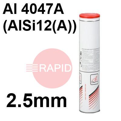 800623-1  Lincoln AlSi12 Aluminium Electrodes 2.5mm Diameter x 350mm Long. 8.0kg Carton (Contains 4 x 2.0kg Packs). Al 4047A (AlSi12(A))
