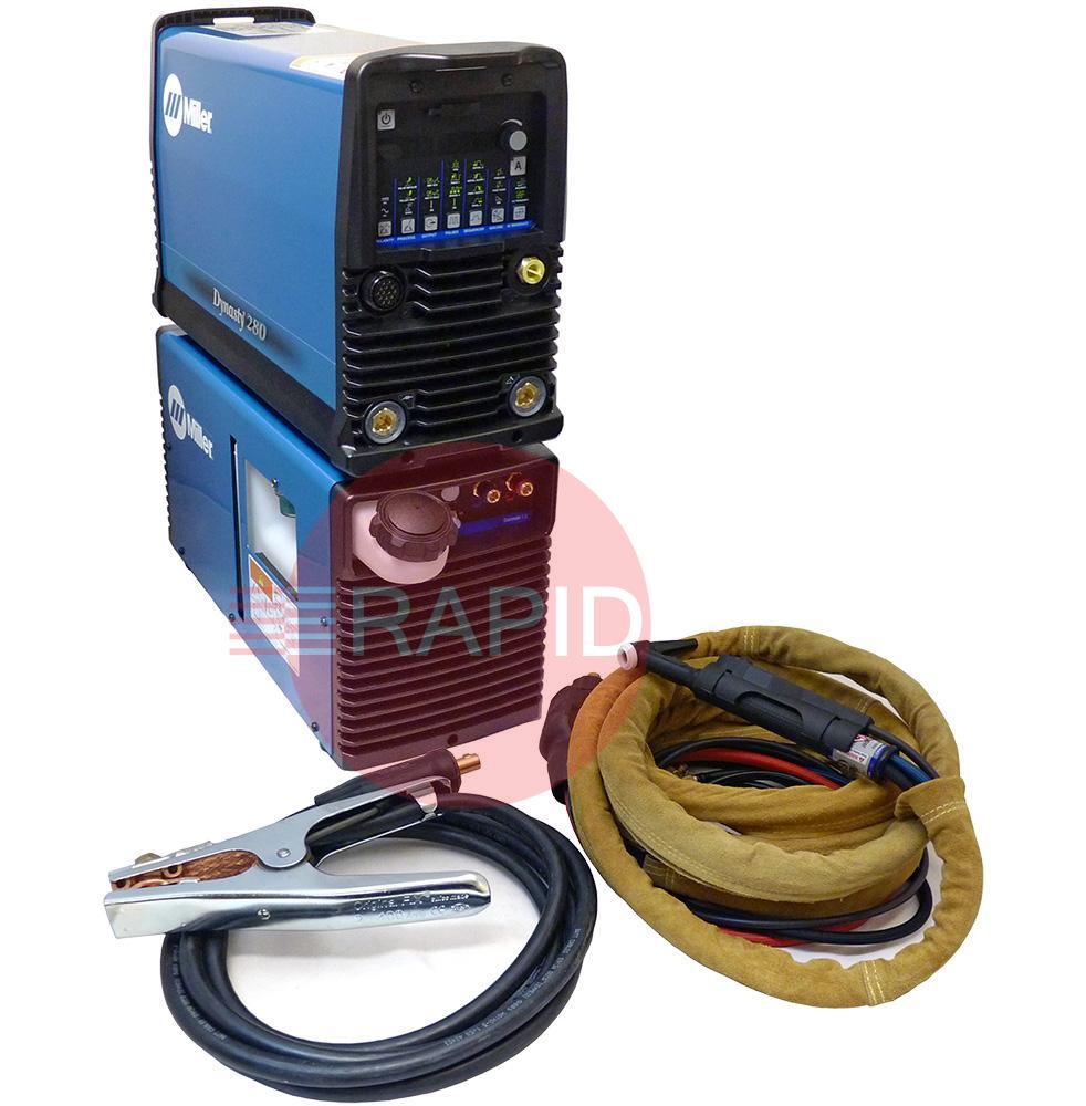 907514002WPFS  Miller Dynasty 280 DX AC/DC Water Cooled Tig Welder Package with CK 230 4m Torch, 208 - 480 VAC