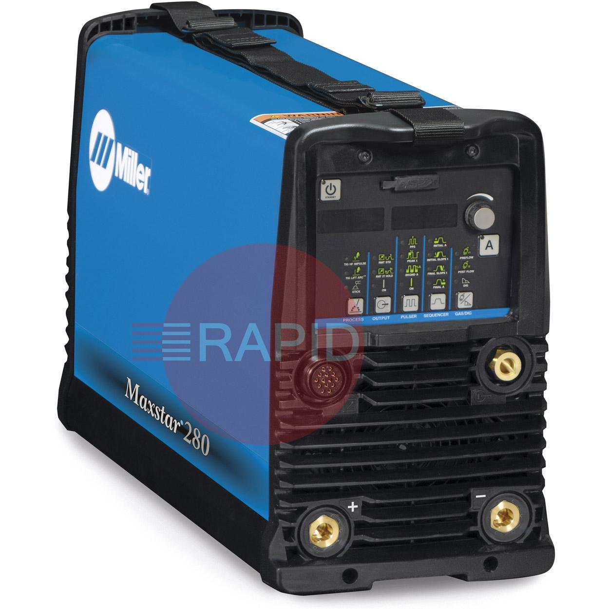 907539002WP  Miller Maxstar 280 DX DC Water Cooled Tig Welder Package - 208-575 VAC, 1/3ph