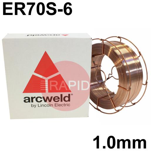 A1810LBW  Lincoln Arcweld AS2 Copper Coated Steel A18 MIG Wire, 1.0mm Diameter x 15Kg Reel (Wire Basket), ER70S-6