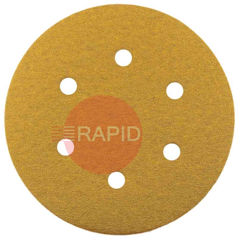 ABHL8150080  Abracs 150mm (6) Orbital Sanding Disc, 6 Hole - 80 Grit (Box of 25)