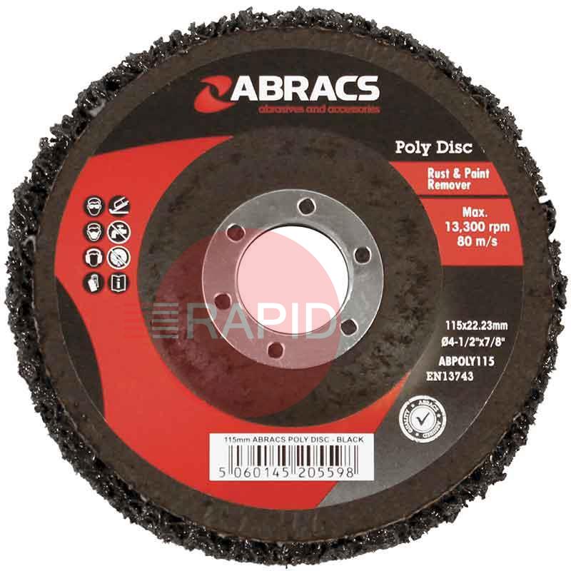 ABPOLY115  Abracs 115mm (4.5) Black Depressed Centre Poly Disc