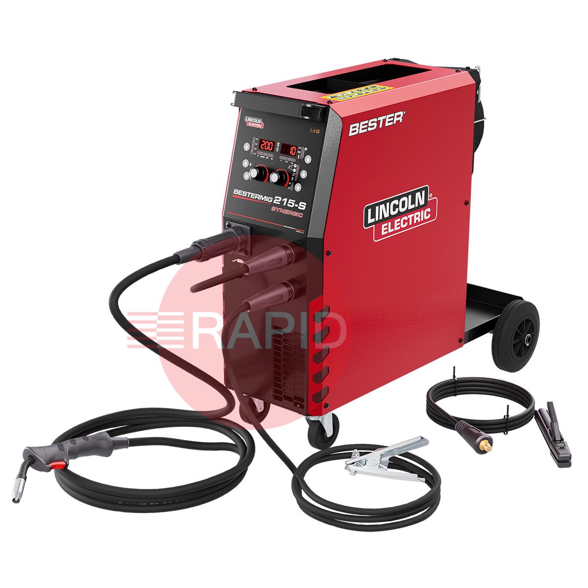 B18266-1  Lincoln BesterMIG 215-S Multi Process Synergic MIG & MMA Inverter Welder Package - 230v, 1ph