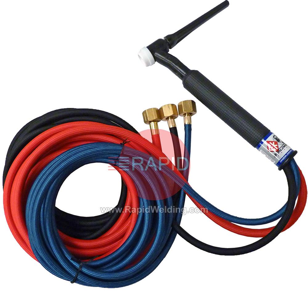 CK-CK1812SFFX  CK18 3 Series Water-Cooled 350 Amp TIG Torch with 4m Superflex Cables & 3/8 BSP Connections, Flex Head