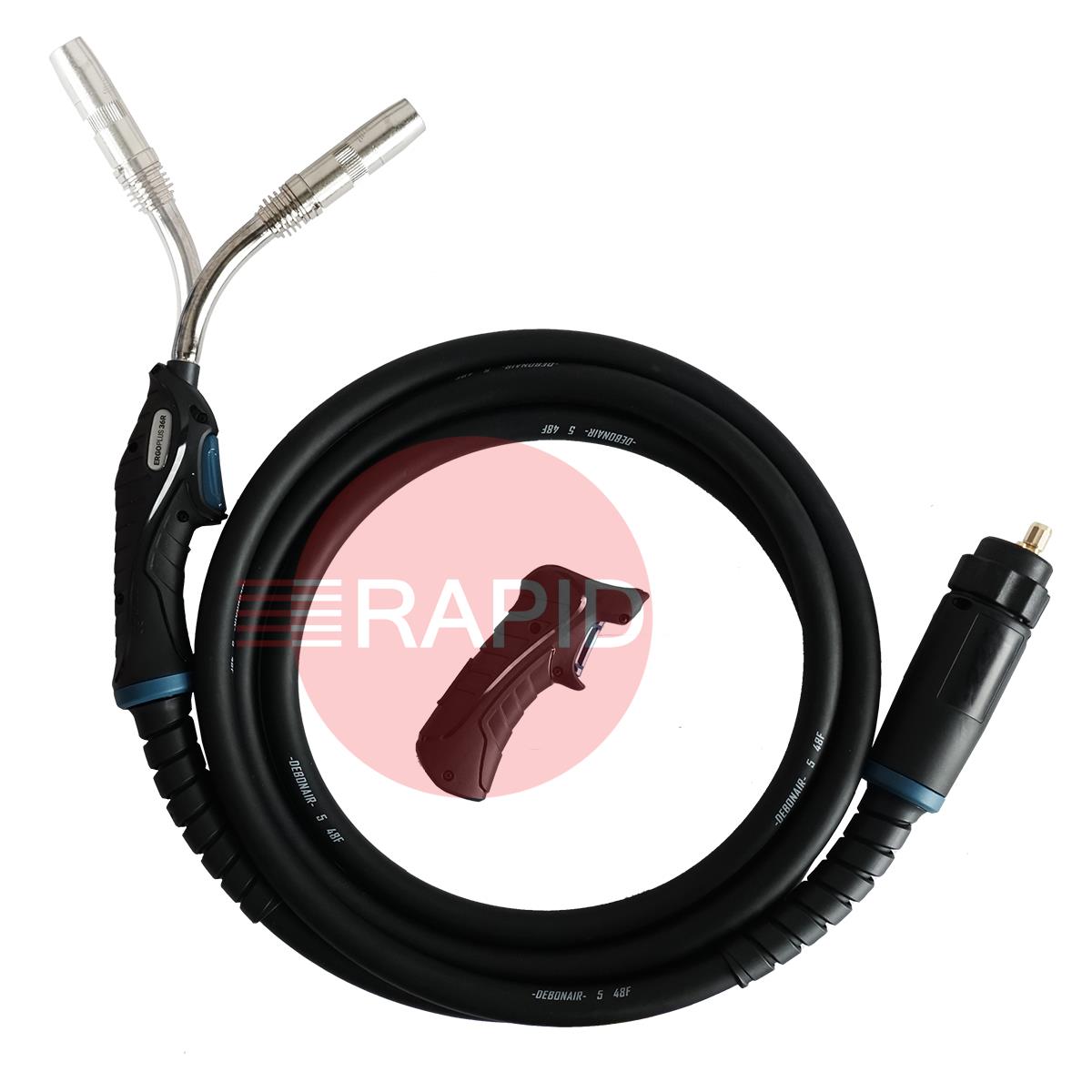 ERGOPLUS36R  Trafimet ERGOPLUS 36R Rotatable 45° Neck Air Cooled MIG Torch w/ Euro Connection, 330A CO2, 300A Mixed Gas