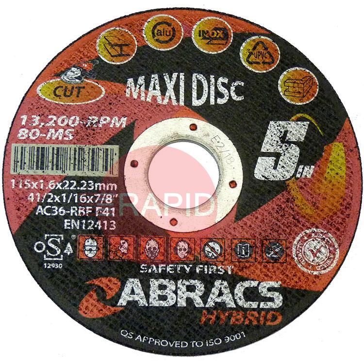 HY11516FM  Abracs 4 1/2 Hybrid Maxi 5 In 1 Cutting Disc Inox