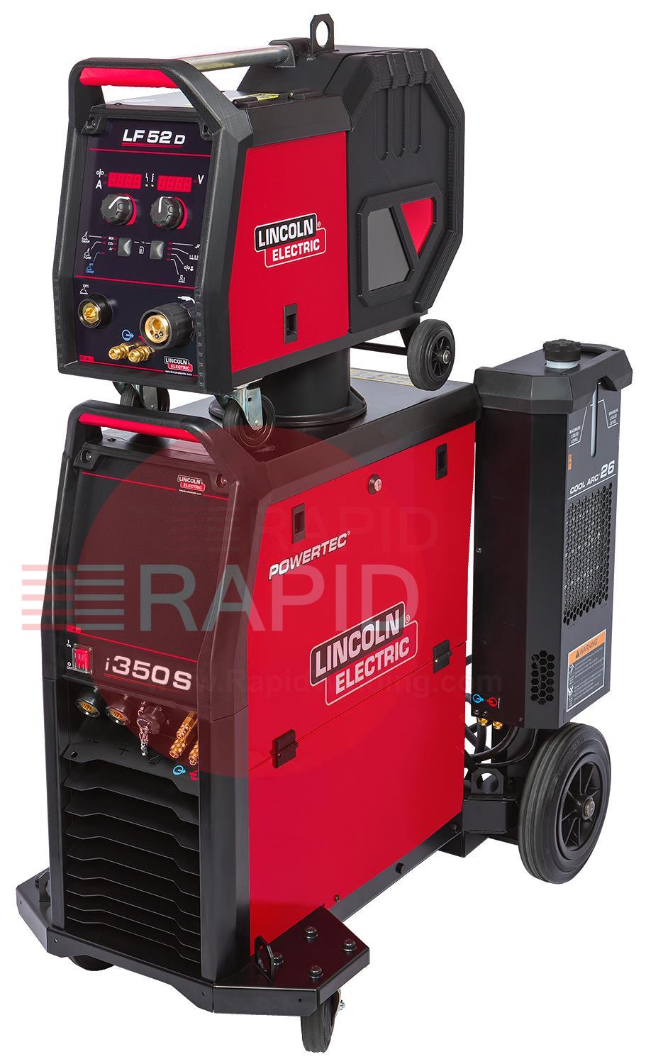 K14183-52-1WP  Lincoln Powertec i350S MIG Welder & LF-52D Wire Feeder Water Cooled Ready To Weld Package - 400v, 3ph