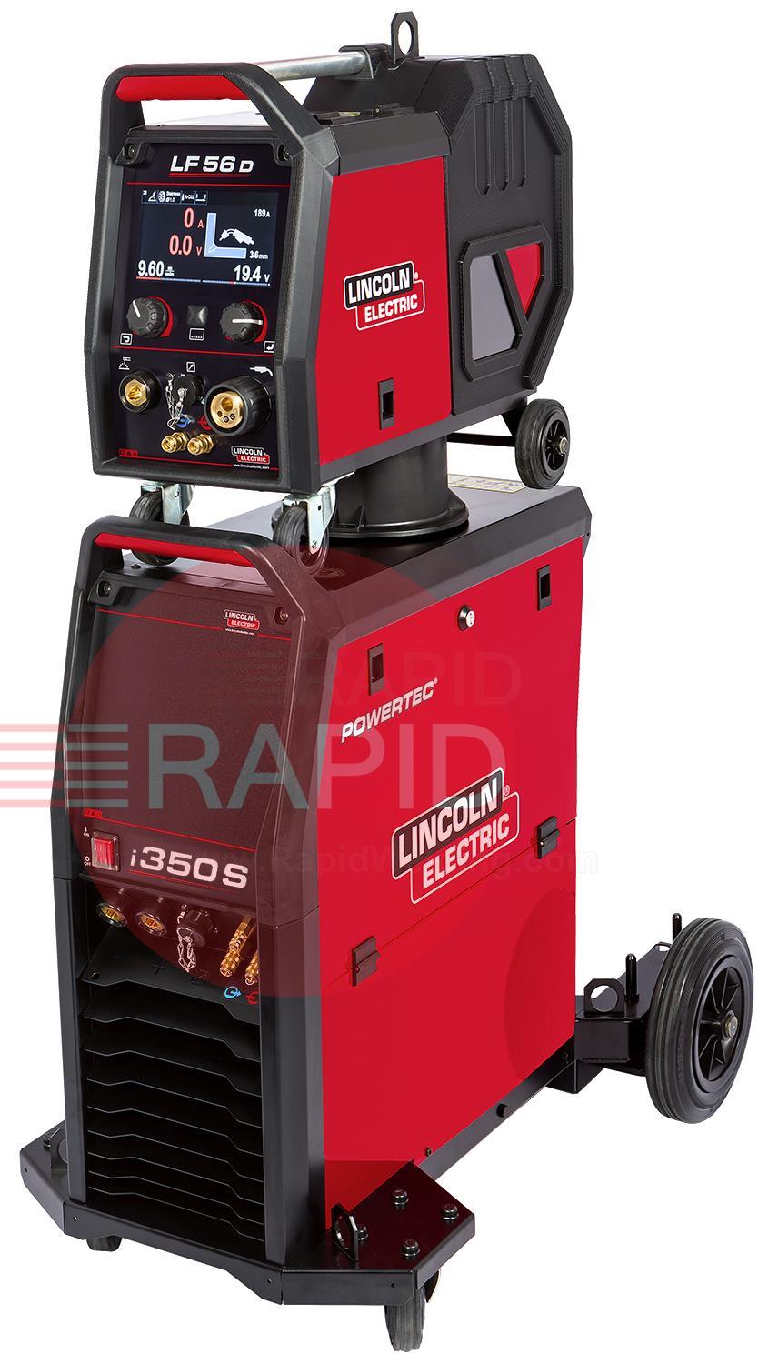 K14183-56-1AP  Lincoln Powertec i350S MIG Welder & LF-56D Wire Feeder Air Cooled Ready To Weld Package - 400v, 3ph