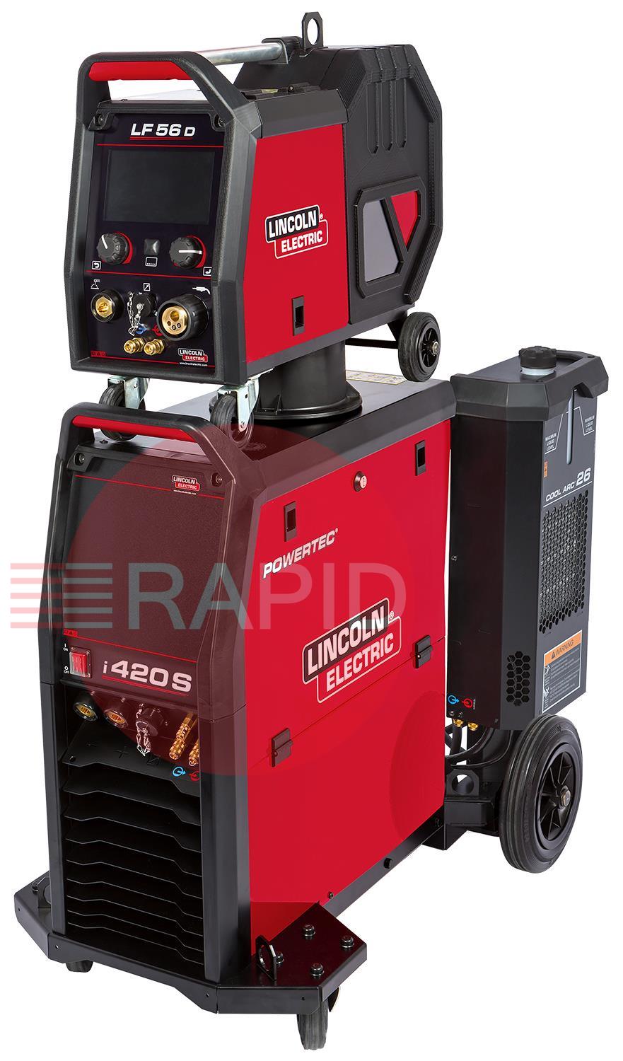 K14184-56-1WP  Lincoln Powertec i420S MIG Welder & LF-56D Wire Feeder Water Cooled Ready To Weld Package - 400v, 3ph