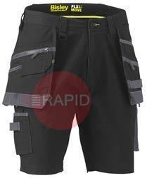 PUKSHC1336_BBLKR72  Shorts Flex & Move™ Stretch Canvas Cargo Holster Tool Pockets, Black