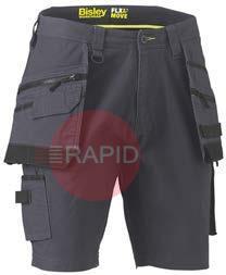 PUKSHC1336_BCCGR72  Shorts Flex & Move™ Stretch Canvas Cargo Holster Tool Pockets, Charcoal
