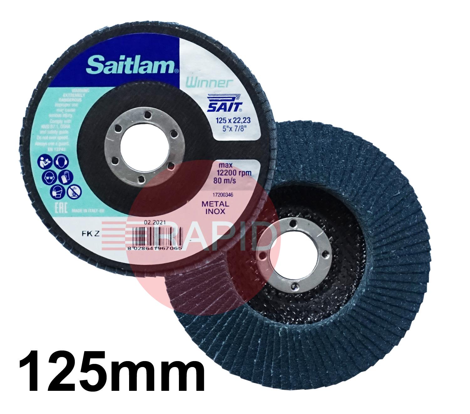 SAIT-FK-Z-125  SAITLAM-FK Z Winner 125mm (5) Zirconium Flap Disc