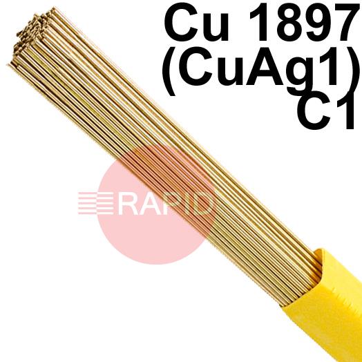 SIF-NO7HQ  SIFSILCOPPER No 7 Copper Tig Wire, 1000mm Cut Length - EN 14640: Cu 1897 (CuAg1), BS: 1453: C1. 5.0kg Pack