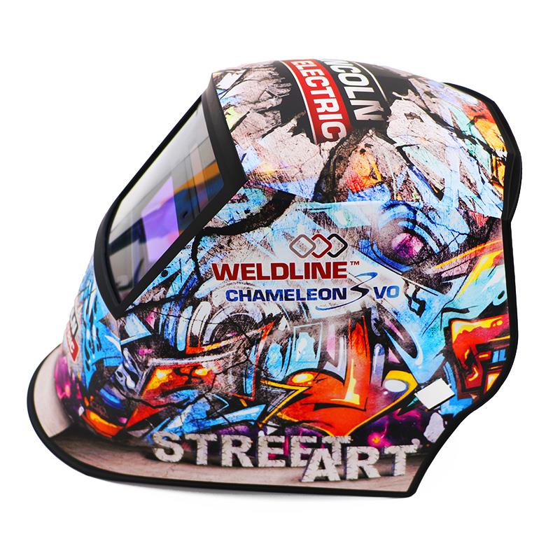 W000403546  Lincoln Weldline Street Art Chameleon 3VO Auto Darkening Welding Helmet 9-13EW