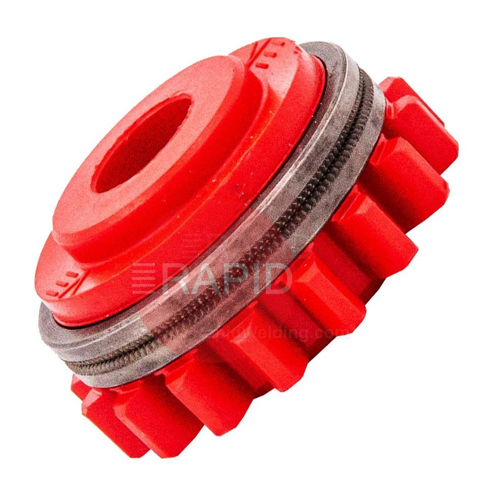 W001057  Kemppi Lower Feed Roll. 1.0mm Knurled Red